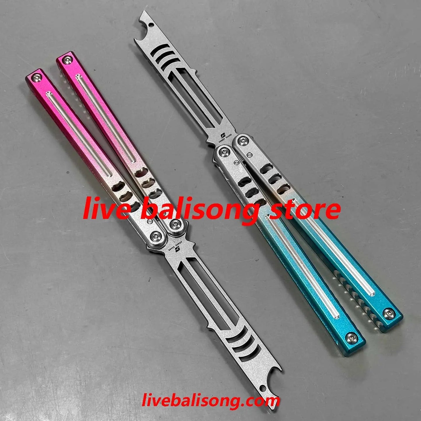 ARMED SHARK Mako V4.5 Clone Bottle Opener Balisong Trainer Bushings system livebalisong