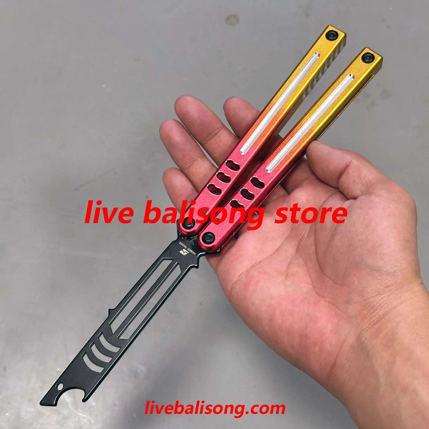 ARMED SHARK Mako V4.5 Clone Bottle Opener Balisong Trainer Bushings system livebalisong