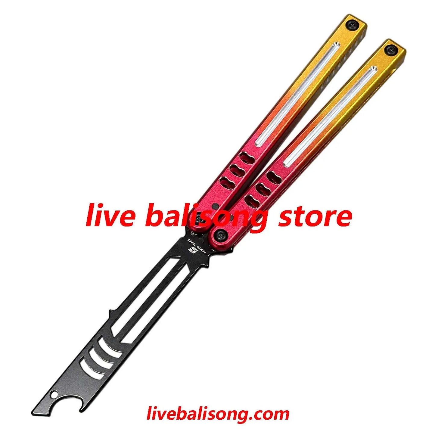 ARMED SHARK Mako V5 Clone Bottle Opener Balisong Trainer Bushings system livebalisong