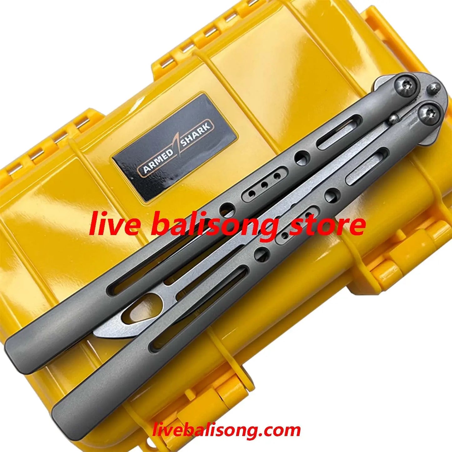 ARMED SHARK Sentinel Balisong Trainer Clone Titanium Handle livebalisong